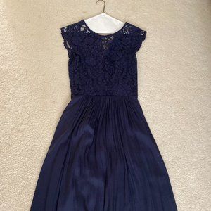 H&M Womens Blue Navy Floral Casual Maxi Midi Dress Size 2